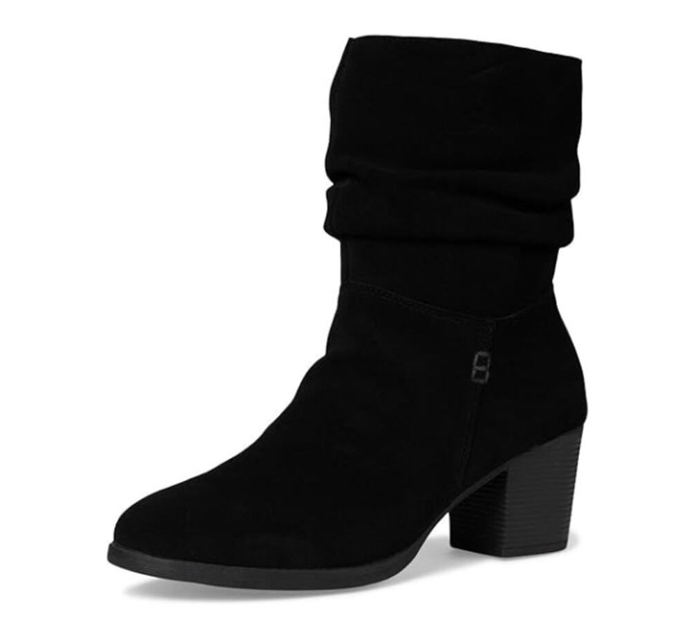 SKECHERS Womens Taxi Compelling Flirt Bootie Size 10 Black Suede Heels Boots NIB